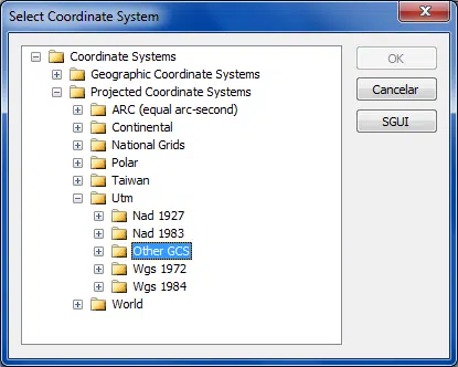 SuperGIS: Select Coordinate System