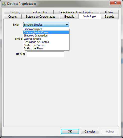 Propriedades da Camada - Simbologia do Mapa