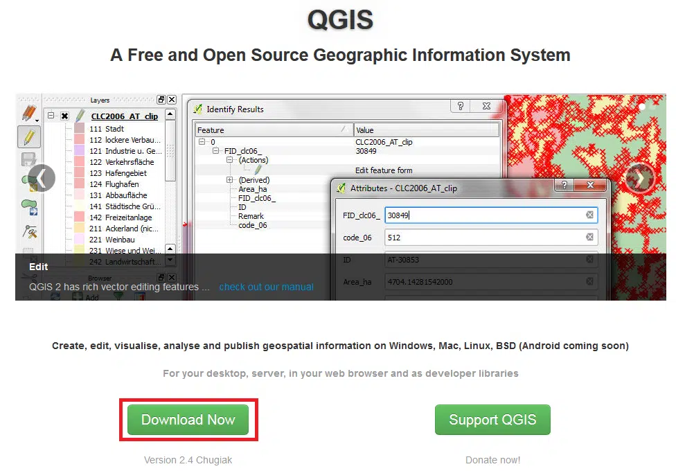 Download de Versões do QGIS