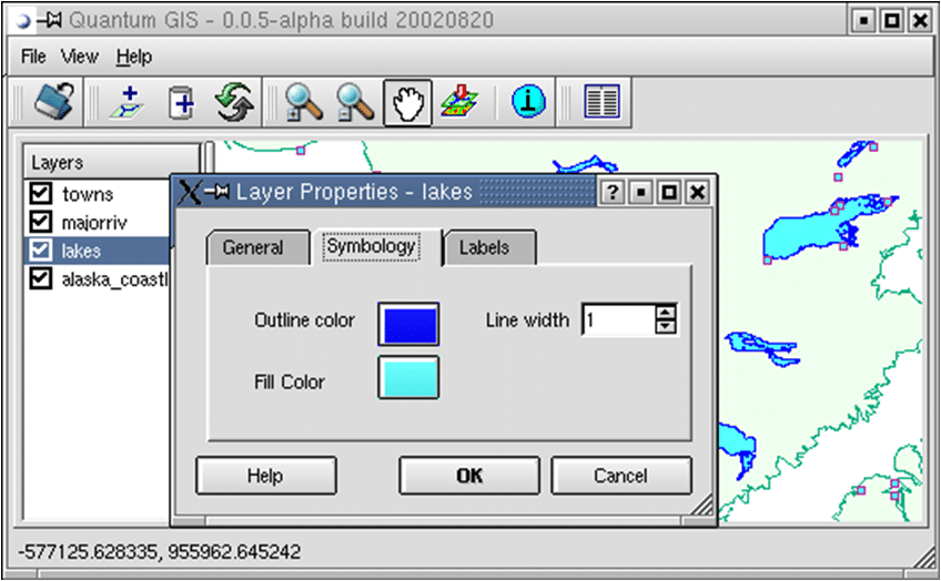 Interface do Software QGIS - Versão 0.0.5 Alfa