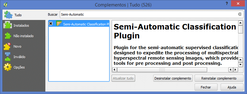 QGIS: Instalação do Semi-Automatic Classification Plugin